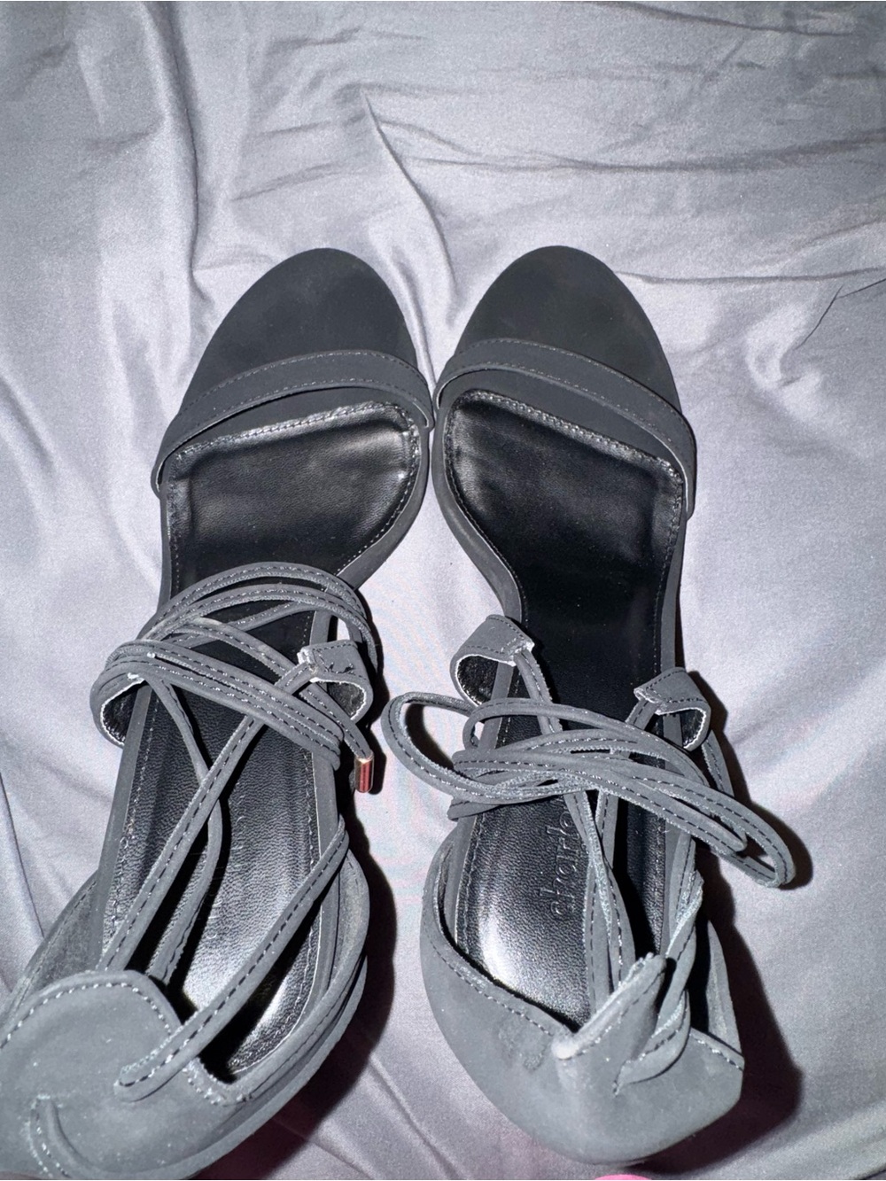 Charlotte Russe Black Strappy Ankle-Tie Heels